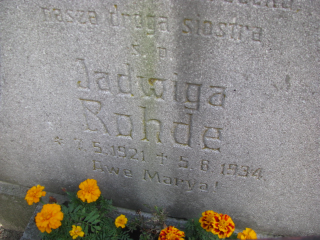 Jadwiga ROHDE  1921 Tczew - Grobonet - Wyszukiwarka osób pochowanych