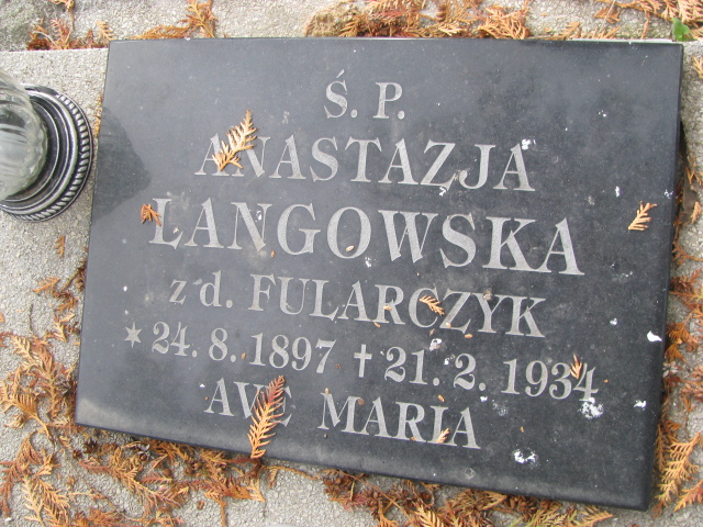 Anastazja LANGOWSKA  1897 Tczew - Grobonet - Wyszukiwarka osób pochowanych