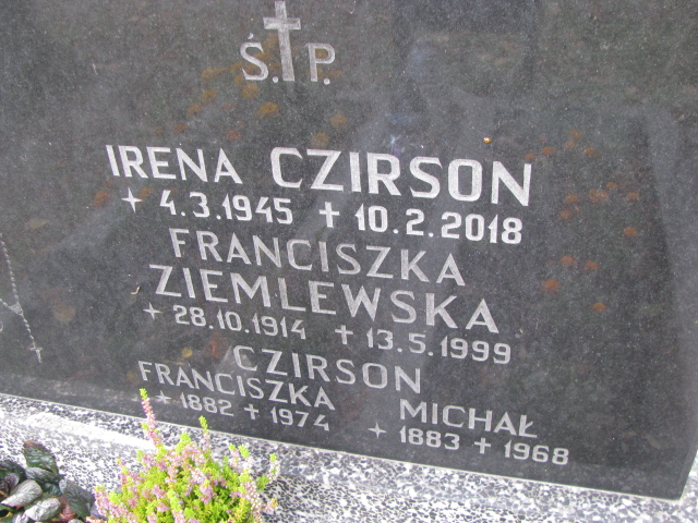 Franciszka CZIRSON  1881 Tczew - Grobonet - Wyszukiwarka osób pochowanych