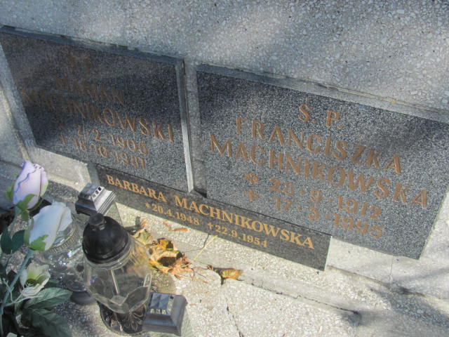 Barbara Maria MACHNIKOWSKA  1948 Tczew - Grobonet - Wyszukiwarka osób pochowanych